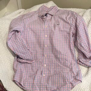 Vineyard vine whale Men's Blue and Pink Checkered button down check